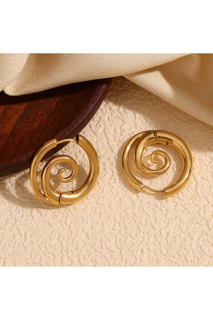 Gold Color ZAKOL Personalized Mosquito Coil Shaped Stainless Steel Hoop Earring for Women Punk Spira