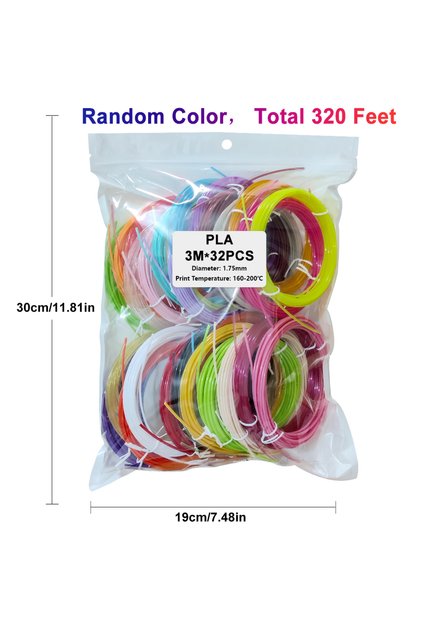 3m 32 colors 32/15/10 Colors 3D Pen Filament Refills 1.75mm PLA, Each Color 10Feet(3m), Total 320/15
