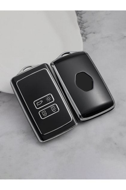 black TPU Car Key Case Cover Fob Shell For Renault Koleos Kadjar Captur Megane Clio Scenic Talisman