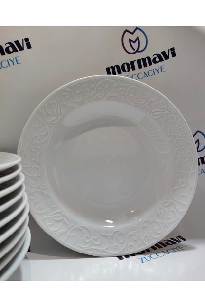 GÜRAL PORSELEN BAHARDALI SADE 12 ADET 21 CM ÇUKUR YEMEK TABAK