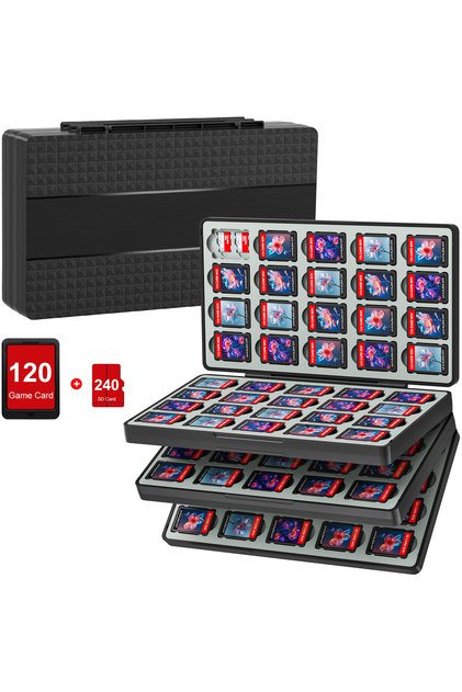 W120 Game Card Case for Switch 2 & Switch OLED & Lite, Memory Storage Holder with 120 Game Card Slo