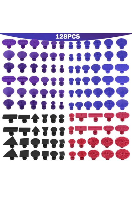 128PCS Professional PDR Tabs Glue Pull Tabs for Car Paintless Dent Removal Auto Body Repair Multi-Si