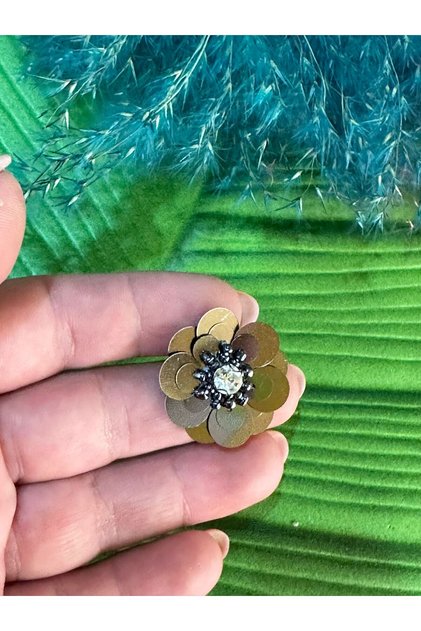 3X3 cm Zircon Stone Sequined Flower Embroidery Sewing Accessory Smoked