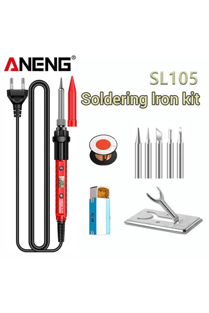 ANENG SL105 Red EU 9 set ANENG Electric Soldering Iron SL105 Digital Display Adjustable Temperature