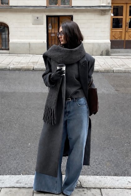 Alessa Scarf Soft Textured Shoulder Shawl (Anthracite)