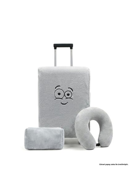 3-Piece Travel Set – Luggage Cover, Neck Travel Pillow, and Travel Bag – Soft Polyester Fabric – Fits Cabin and Medium Suitcases