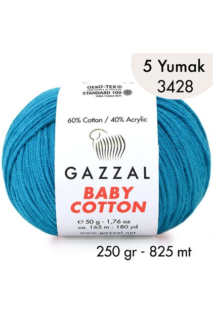 Baby Cotton 3428-Lightweight and Comfortable Cotton Yarn for Summer Projects - 5 Yards