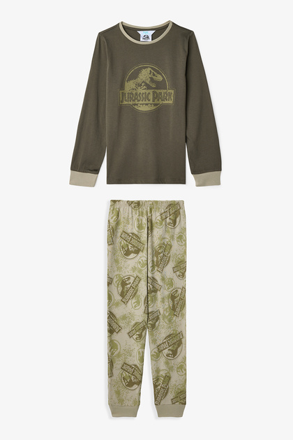 Khaki Boy's Jurassic Park Long Sleeve Cotton Pajama Set