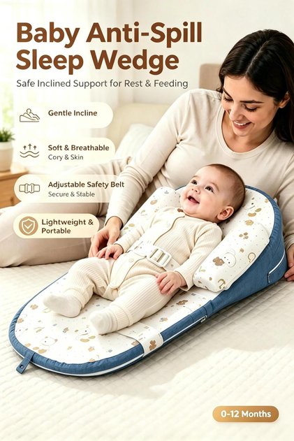 Adjustable Anti Spit Milk Nursing Wedge Lounger Skin Friendly Multi Layer Breastfeeding Support
