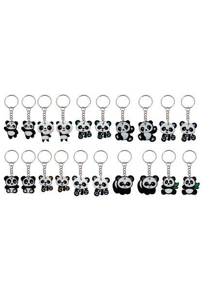 MULTI Set of 20 Cartoon Panda Bear Keychains Key Rings for Back-to-School Season Party Holiday Small