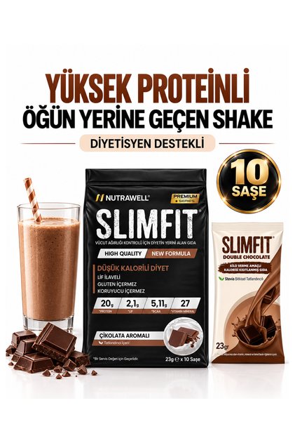 Çikolata Aromalı 10 Öğün - Öğün Yerine Geçen Shake, Whey Proteinli Öğün Tozu, Proteinli Besin 99 Kcal