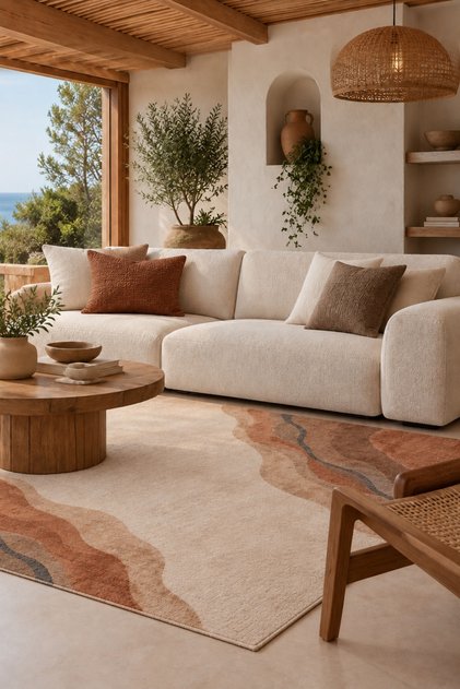 FULY CONSEPT StoneFlow Canyon Ember Kaymaz Taban Saçaklı Pamuklu Yıkanabilir Halı