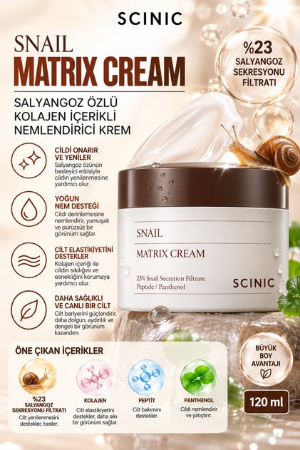 Scinic Snail Matrix Cream Salyangoz Özlü Kolajen İçerikli