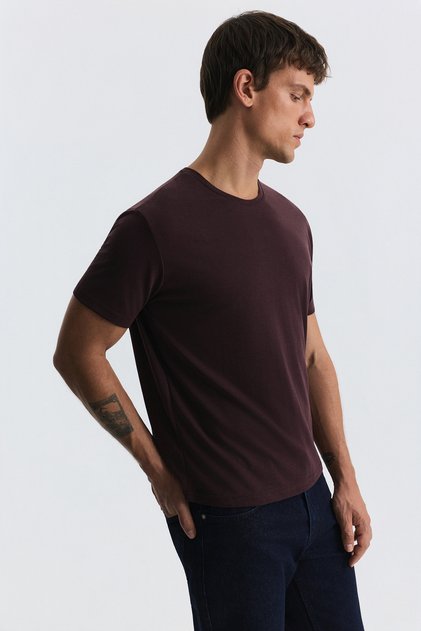 Mürdüm Regular Fit Modal Teknik Kumaş Erkek T-Shirt