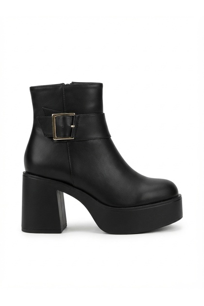 Lonji premium black platform heeled boots 8 cm