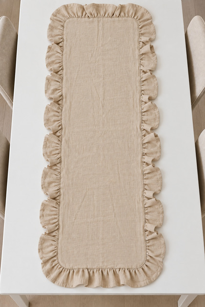 Müslin Fırfırlı Runner 40 x 110 cm Dekoratif Masa örtüsü