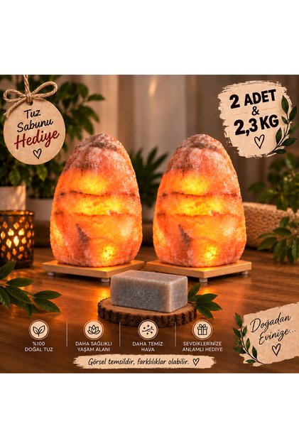 çankırı dogal tuz lambası 2 adet 2,3 kg agırlıgında
