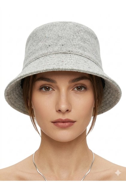 Unisex Gray Cashmere Bucket Hat - Bucket Hat