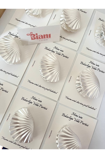 Kişiye Özel Tasarımlı Kart, Sedefli Beyaz İstiridye Toka Kına Gecesi, Bekarlığa Veda, Bride Party Hediyelik 10 Adet
