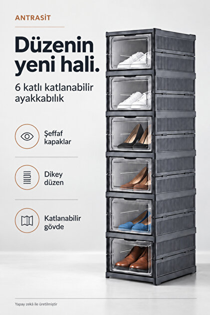 6 Katlı,Katlanabilir Ayakkabılık,Taşınabilir Çok Amaçlı , Geniş, Kaytlanabilir Dolap ve Raf