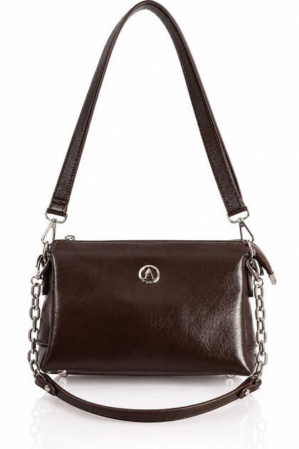 As 738 Soft Leather Very Versatile Small Size Shoulder and Crossbody Bag Brown