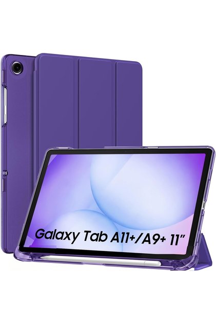 Samsung Galaxy Tab A9 Plus 11 Inç Uyumlu Kılıf Akıllı Smart Uyku Modlu Standlı Şeffaf Kapak Sm-x210