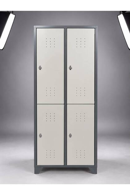 4 Kapaklı Çelik Soyunma Dolabı 33x77x195 cm – Dörtlü Metal Personel Dolabı Çelik Dolap