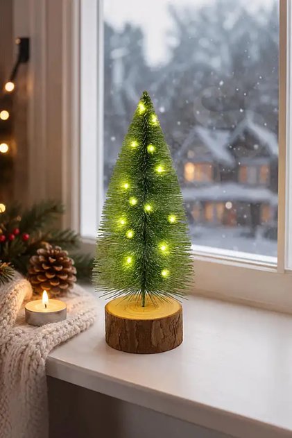Christmas Decoration 22 cm Lighted Mini Table Pine