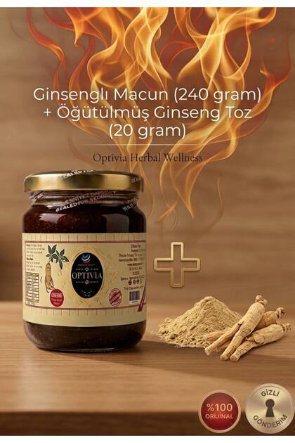 Optiviam Bitkisel Mesir Kadın Erkek Ginseng Atom Kuvvetli 240gr Macunu ve Kırmızı Kore Ginseng Toz 20gr