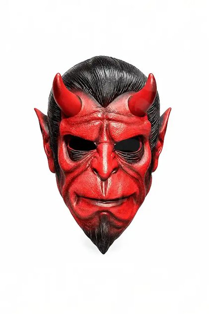Cadılar Bayramı Halloween Maskesi Hellboy Kırmızı Boynuzlu
