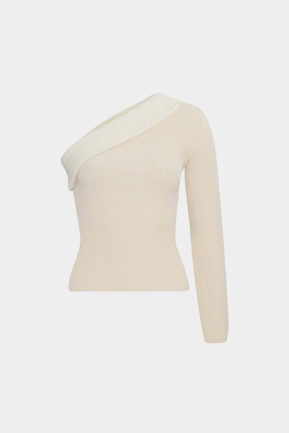 Collar Detailed Single Sleeve Slim Fit Women's Knitwear Sweater