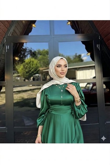 Saten abiye çapraz bağlamalı abiye