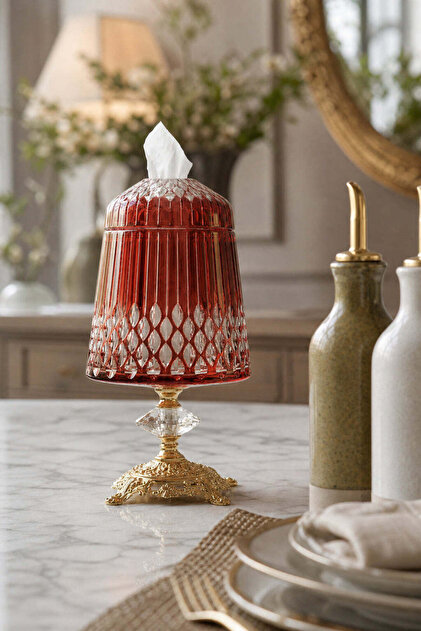 Handcrafted Drop Pattern Covered Pedestal Napkin Holder Candle Holder
