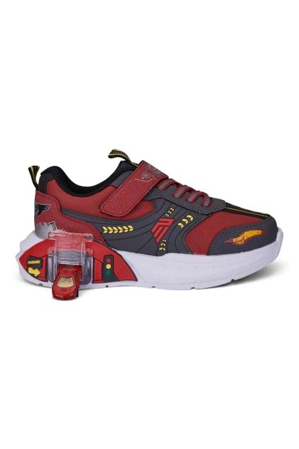 Orthopedic Boys' Sports Shoes with Garage Sole and Double Metal Trolley — Red