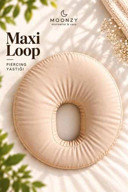 Piercing Pillow, Maxi Loop, Extra Large Ear Cavity, 30 cm Diameter, Beige