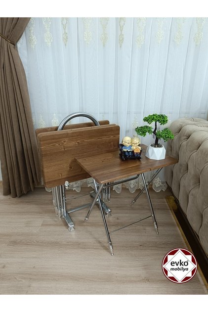 Çanta Zigon Sehpa, 4'lü Sehpa, Zigon Sehpa, Servis Sehpası, Mdf Mebran Sehpa, Katlanır Sehpa