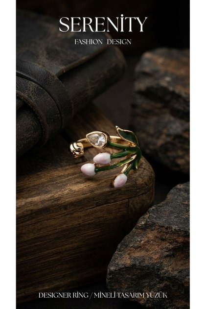 Enamel Floral Gold Plated Ring03