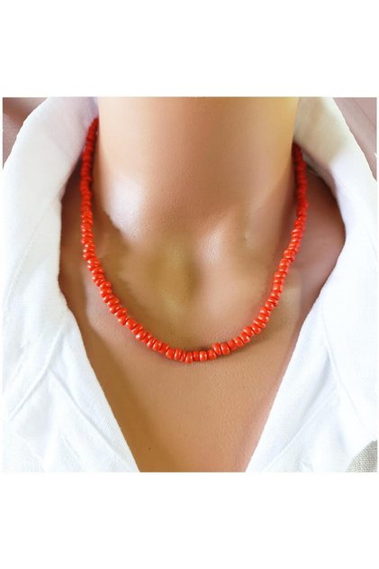 Orange Cut Beaded Women's Necklace