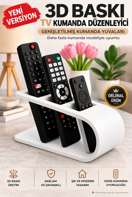 3D Baskı Kumanda Düzenleyici – TV Kumanda Organizer – Modern Şık Tasarım