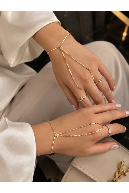 14 K renginde mavi boncuklu gold Şahmeran