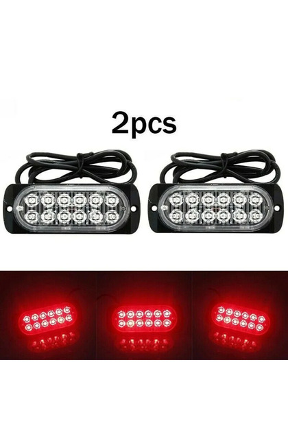 2Pcs 12V-24V Universal Car Rear Red Fog 12 Led Lamp Light For Truck Car Van Bus Cab LED Urgent Light