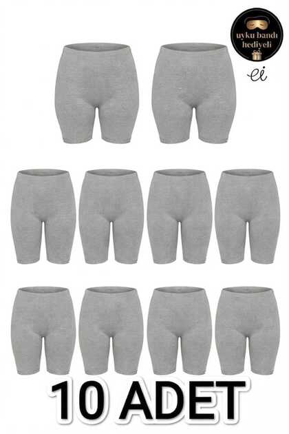 Pack of 10 Gray Plus Size Cotton Women's Long Underpants with Elastic Legs - Mom's Underpants - Custom Made Sleep Band with Gift