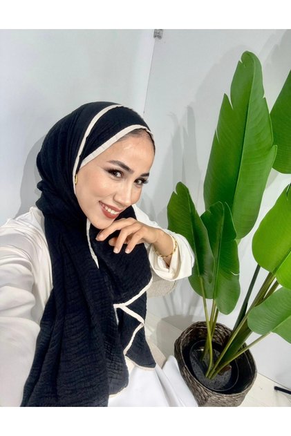 Siyah Premium Müslin Şal