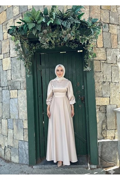 Çapraz Bağlamalı Saten Abiye