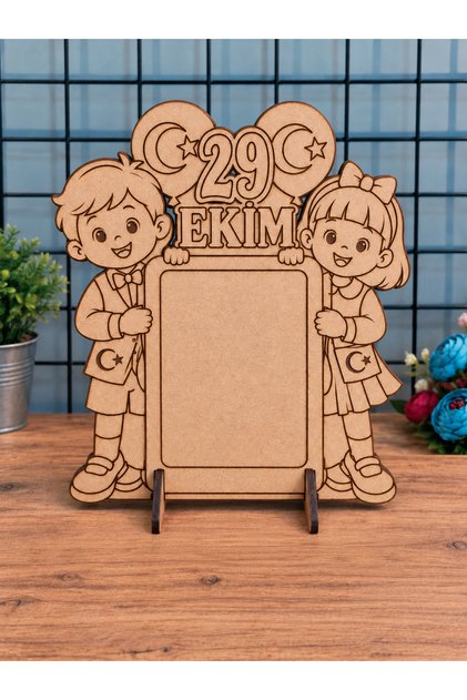 29 Ekim Cumhuriyet Bayramı Ahşap Fotoğraf Çerçevesi 5'li Set – Boyanabilir Çerçeve 9x13 cm Boyasız
