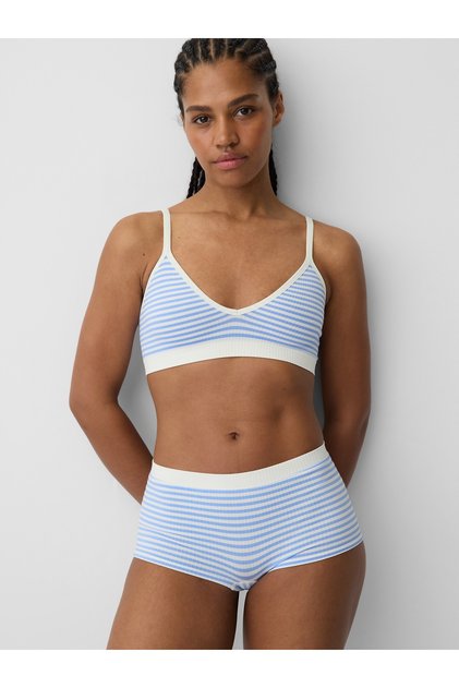 Kadın Açık Mavi Seamless Fitilli Triangle Bralet
