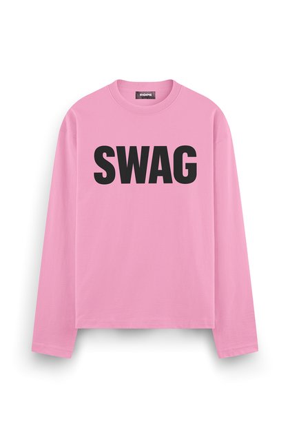 Swag Printed Long Sleeve Oversize Fit T-Shirt Pink