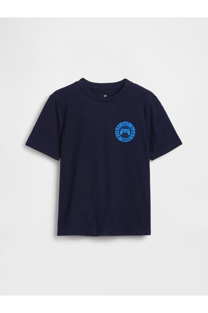 Erkek Çocuk Lacivert Grafik Baskılı T-Shirt