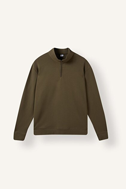 Standard Fit High Collar Half-Zip Basic Sweatshirt I0571Ax26Wn