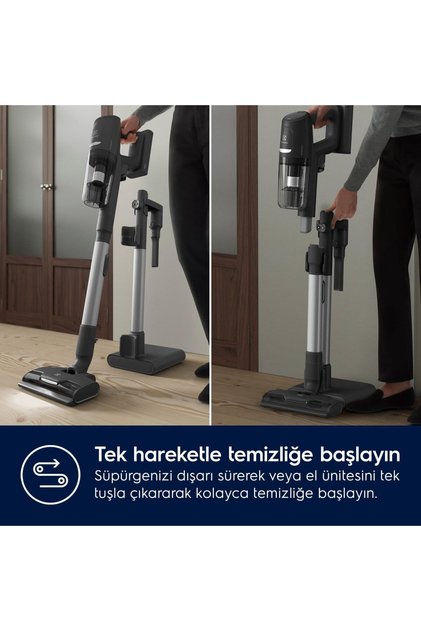 Otomatik Zemin Algılama Teknolojisi 60 Dakika Kesintisiz Çalışma PowerPro Başlıklı Şarjlı Dikey Süpü